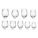 A group of Visions clear plastic stemless wine glasses with a curved bottom.