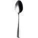 A Sola stainless steel dessert spoon with a vintage stonewash finish.