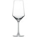 A Schott Zwiesel Pure wine glass with a stem on a white background.