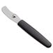 A Mercer Culinary stainless steel citrus peeler/zester with a black handle and silver blade.