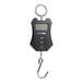 An AvaWeigh digital hanging scale with hooks and a screen.