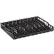 A black plastic Avantco 10 lane bottle organizer tray with holes.