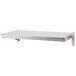 A stainless steel rectangular metal shelf with two legs.
