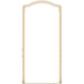 A wooden arch with a white frame and gold trim on it.