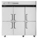 A white Turbo Air M3 Series reach-in refrigerator with black handles on the doors.