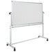 A Flash Furniture mobile stand with a whiteboard and corkboard on silver frame.