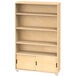 A natural wooden Jonti-Craft bookcase with shelves and storage.