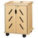 A Jonti-Craft wooden mobile laptop and tablet storage cart with shelves and wheels.