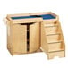 A Jonti-Craft wooden baby changing table with blue steps.