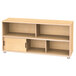 A Jonti-Craft wooden shelf with shelves and sliding doors.