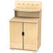 A Jonti-Craft TrueModern play kitchen cupboard with two doors and a shelf.