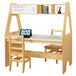 A wooden Jonti-Craft workspace center with a laptop and chair.