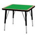 A green rectangular Jonti-Craft table with black legs.