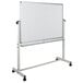 A Flash Furniture whiteboard on a mobile stand with a metal frame.