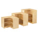 A Jonti-Craft wooden corner storage cabinet with three shelves.