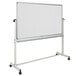 A Flash Furniture mobile stand with a reversible whiteboard and cork board on top.