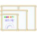 A white magnetic write-n-wipe panel with a rainbow drawn on it in different colors.