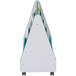 A teal and gray Rainbow Accents mobile double-sided book stand with wheels.