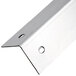 A stainless steel wall corner guard with holes on the side.
