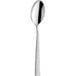 An Amefa stainless steel serving spoon with a white handle.