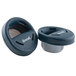 A two-piece set of blue and black Hand Saver Pallet Wrap containers.