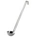 A Vollrath stainless steel ladle with a curved handle and a bowl.
