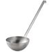 A Vollrath stainless steel ladle with a long handle.