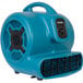 An XPOWER blue air mover with a black handle.