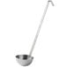 A Vollrath stainless steel ladle with a long handle and a bowl.