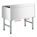 A stainless steel underbar ice bin with a 10 circuit post-mix cold plate and bottle holders.