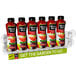 A Large Cooler Door Merchandiser suction cup display holding six bottles of tomato juice.