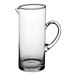 An Acopa clear glass pitcher with a handle.