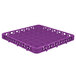 A lavender plastic Carlisle glass rack extender with 49 compartments.