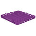 A lavender plastic container with 49 compartments and holes.