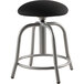 A black National Public Seating adjustable stool with a grey metal frame.