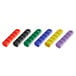A group of different colored silicone pan handle sleeves.