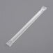 A plastic wrapped translucent pointed straw.