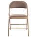 a brown folding chair with a cushion