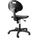 A black National Public Seating Kangaroo swivel office stool with wheels.