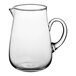 An Acopa clear glass pitcher with a handle.