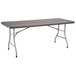 A National Public Seating charcoal slate rectangular folding table with legs.