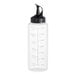 An OXO clear plastic squeeze bottle with a black cap.