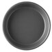 A close-up of a round grey Vollrath Hard Coat Anodized pizza pan.