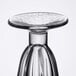 A close-up of a Libbey clear glass sundae dish with a small design on it.