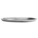 A close-up of a Vollrath Super Perforated Heavy Weight Aluminum Pizza Pan with a grid pattern.