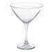 A Front of the House Drinkwise clear Tritan plastic martini glass with a stem.