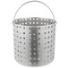 A stainless steel Vollrath boiler/fryer basket with holes.
