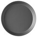 A close-up of a Vollrath hard coat anodized pizza pan.