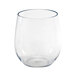 A clear Front of the House Drinkwise stemless wine glass.