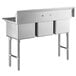 A Regency stainless steel 3 compartment sink with stainless steel legs and cross bracing.